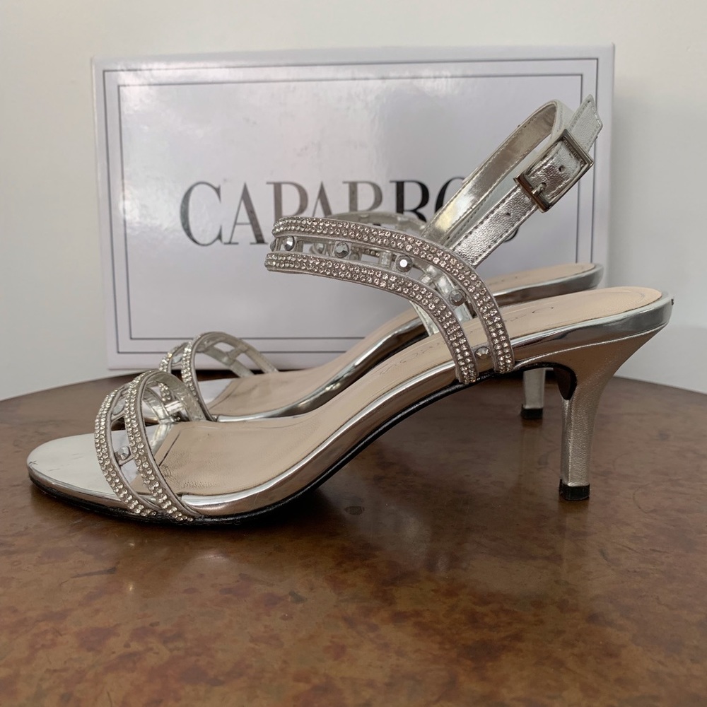 Caparros Silver Metallic Kitten Heel Size 8